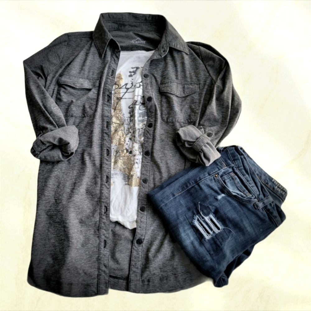 Gifted* Grey Eddie Bauer Button Down Shirt